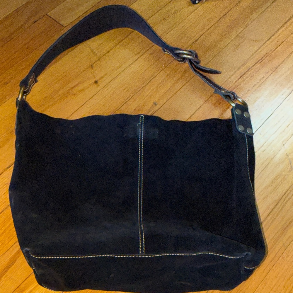 Lucky Brand 100%letter piel de bovino  Black Suede Shoulder Bag - Picture 2 of 9